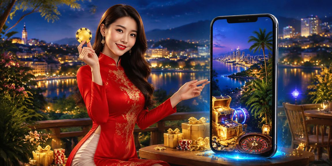 Người phụ nữ mặc áo dài sử dụng điện thoại tại Đà Lạt – hình ảnh chơi game di động có kiểm soát